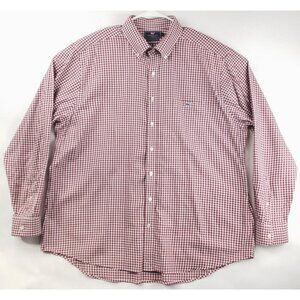 Vineyard Vines Slim Fit Tucker Shirt Men 2XL Red White Buffalo Plaid 100% Cotton